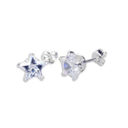 Sterling Silver Clear Star CZ Stud Earrings