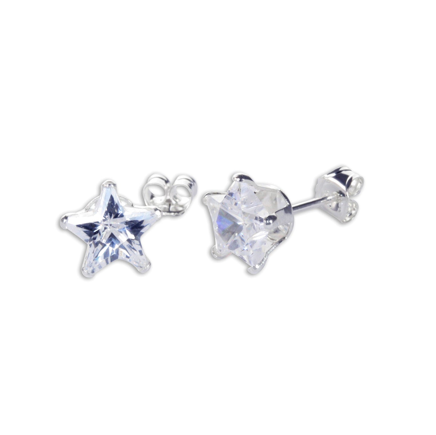 Sterling Silver Clear Star CZ Stud Earrings