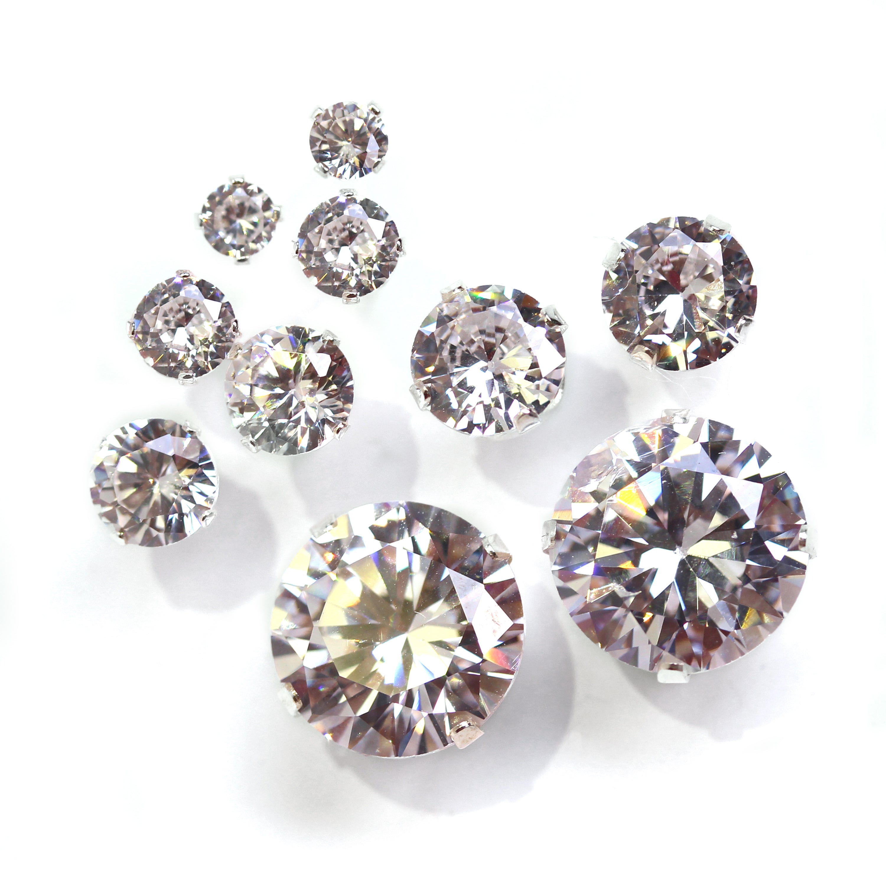 Sterling Silver Round CZ Stud Earrings