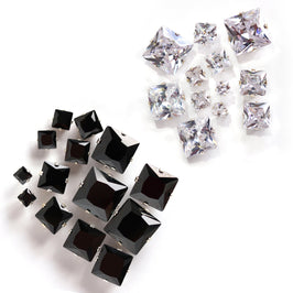 Sterling Silver Square CZ Stud Earrings