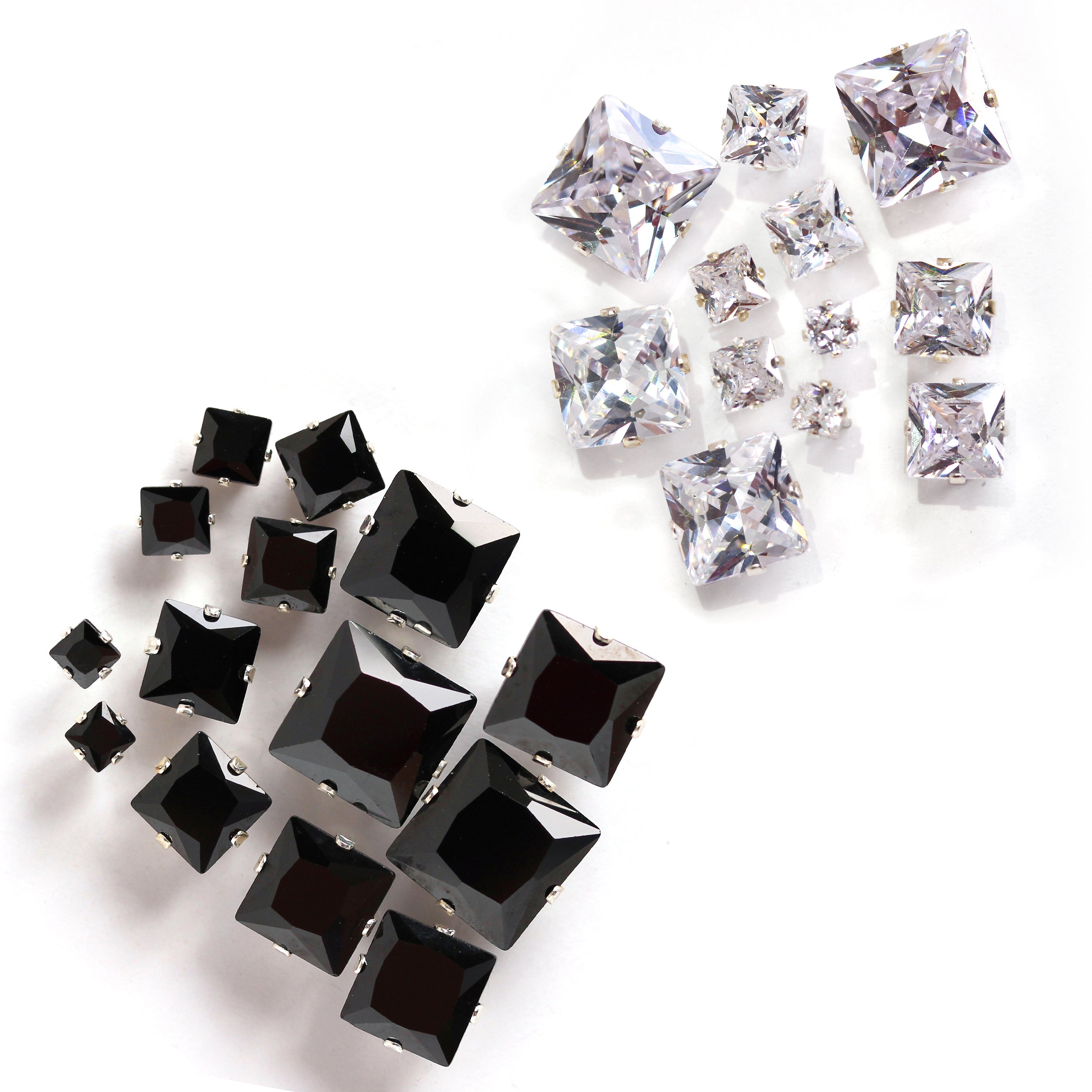 Sterling Silver Square CZ Stud Earrings