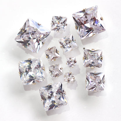 Sterling Silver Square CZ Stud Earrings