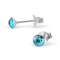 4mm Round Crystal Sterling Silver Stud Earrings
