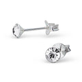 4mm Round Crystal Sterling Silver Stud Earrings
