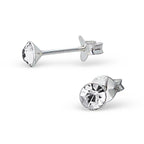 4mm Round Crystal Sterling Silver Stud Earrings