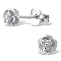 Sterling Silver 4mm Rose Flower Stud Earrings
