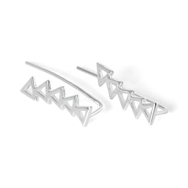 Sterling Silver Open Triangle Ear Pin Crawler Earrings