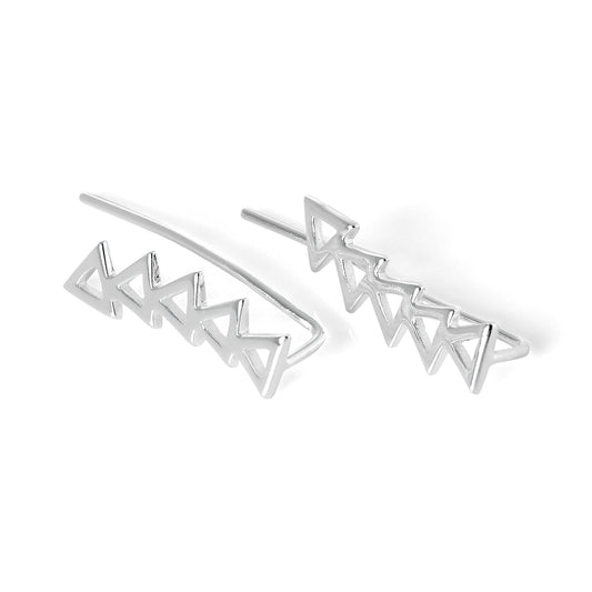 Sterling Silver Open Triangle Ear Pin Crawler Earrings