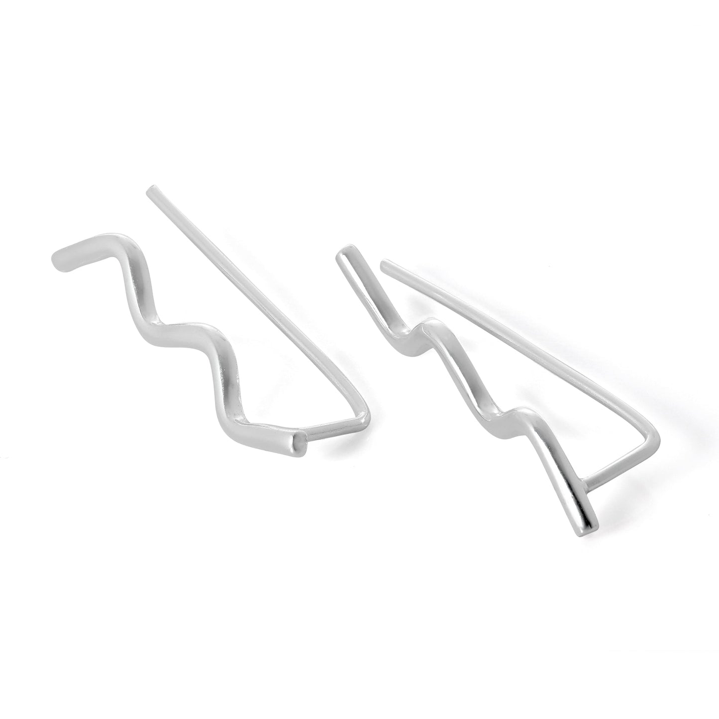 Sterling Silver Wavey Ear Pin Crawler Earrings
