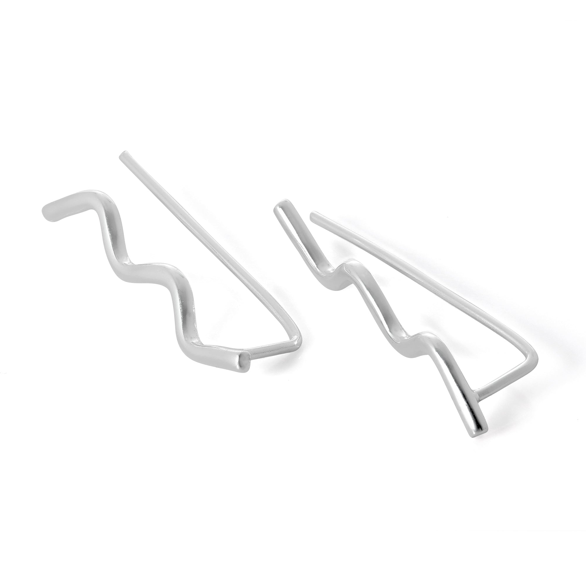 Sterling Silver Wavey Ear Pin Crawler Earrings