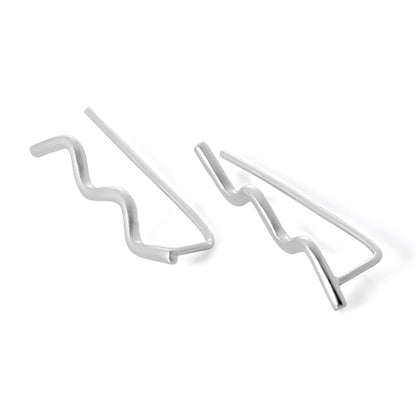 Sterling Silver Wavey Ear Pin Crawler Earrings
