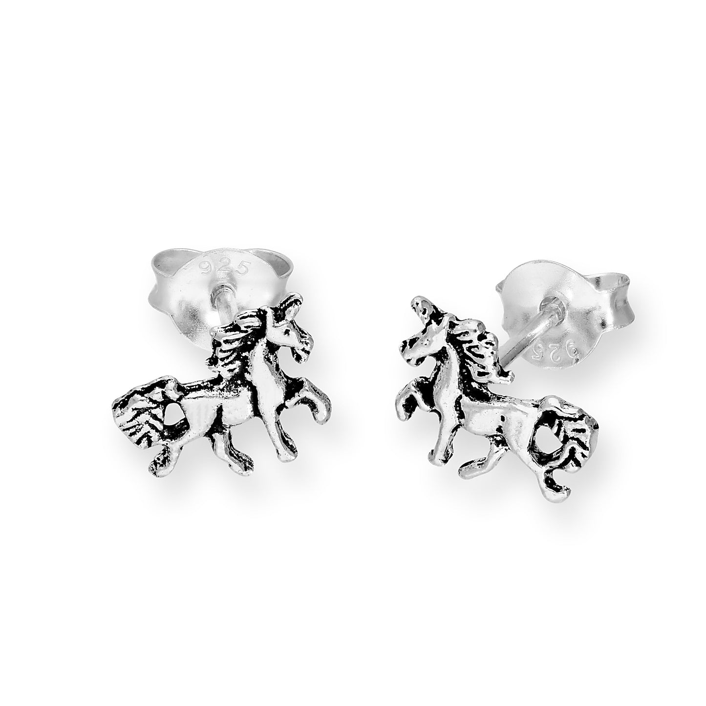 Small Sterling Silver Unicorn Stud Earrings