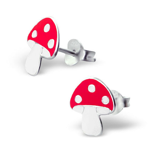 Sterling Silver Mushroom Stud Earrings