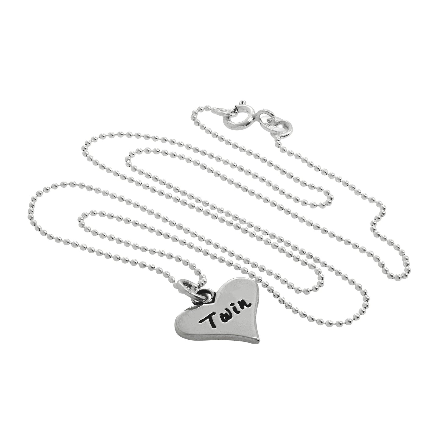 Sterling Silver Twin Heart Pendant Necklace 14 - 22 Inches