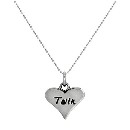 Sterling Silver Twin Heart Pendant Necklace 14 - 22 Inches