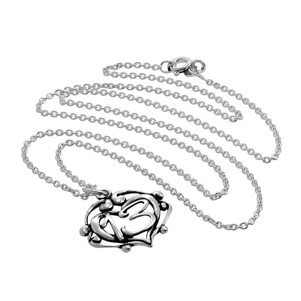 Sterling Silver Filigree Open Heart 13th Birthday Pendant Necklace 16 - 24 Inches
