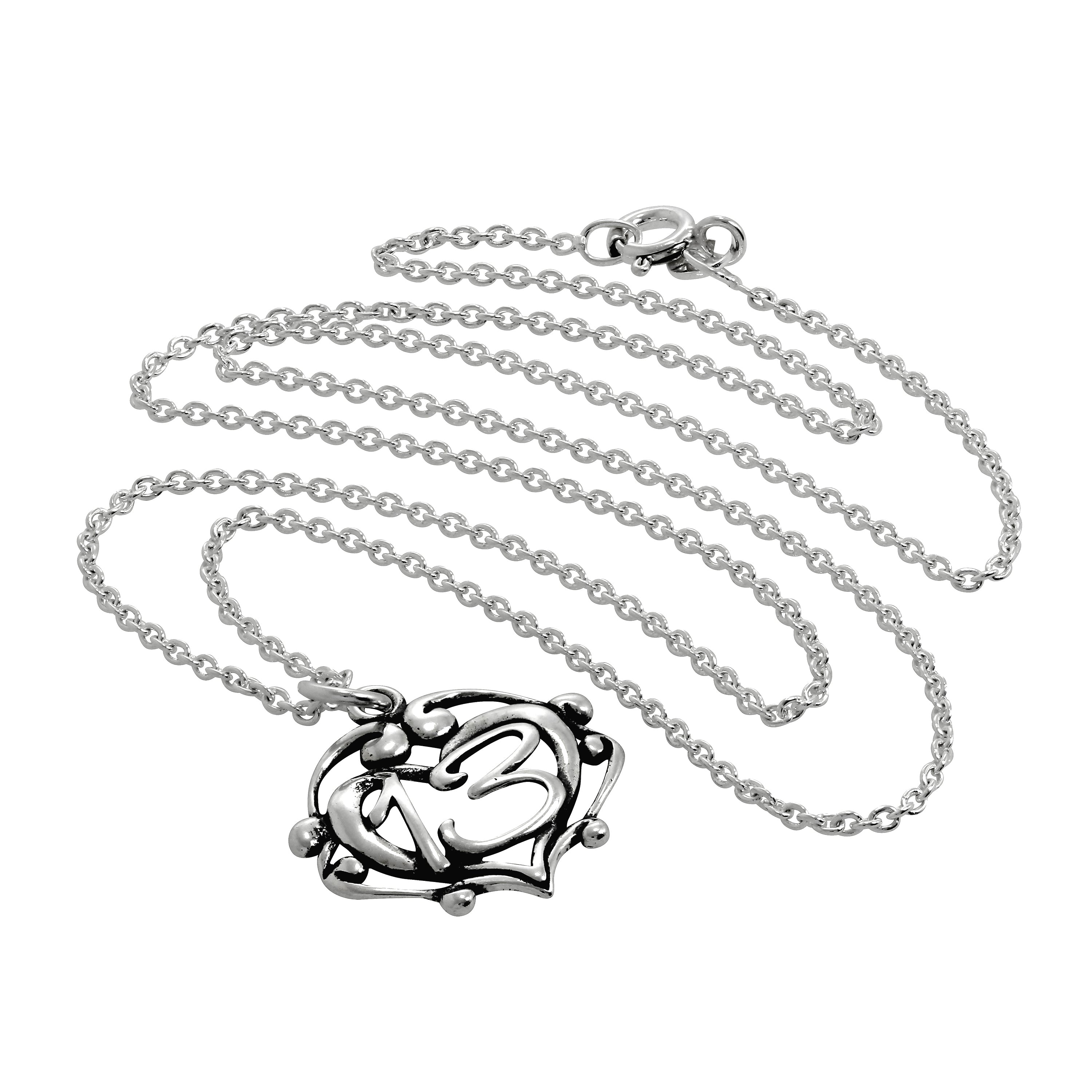 Sterling Silver Filigree Open Heart 13th Birthday Pendant Necklace 16 - 24 Inches