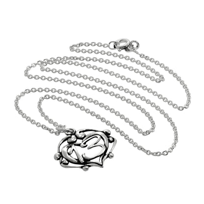 Sterling Silver Filigree Open Heart 13th Birthday Pendant Necklace 16 - 24 Inches