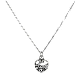 Sterling Silver Filigree Aunt Love Heart Pendant Necklace 16 - 32 Inches