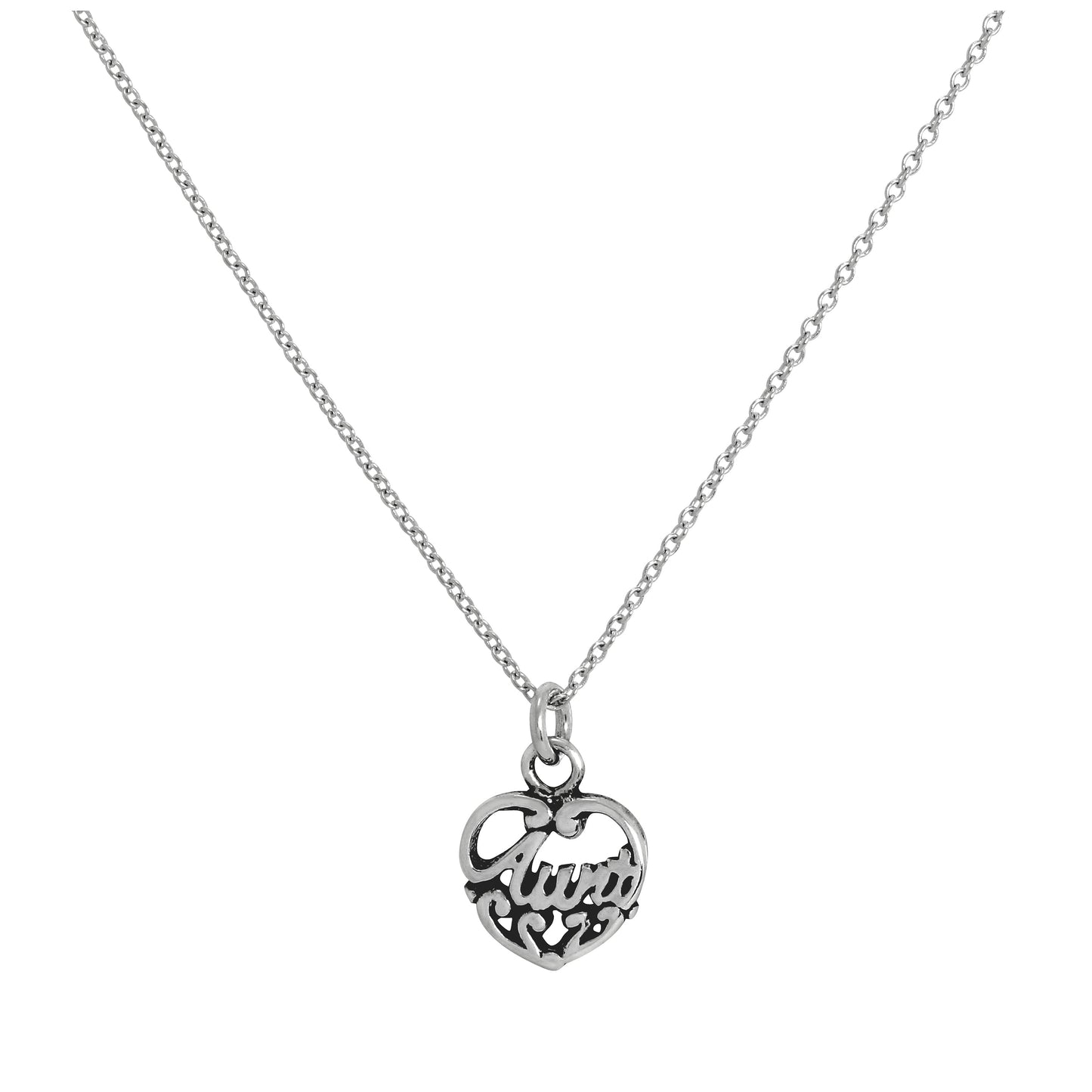 Sterling Silver Filigree Aunt Love Heart Pendant Necklace 16 - 32 Inches