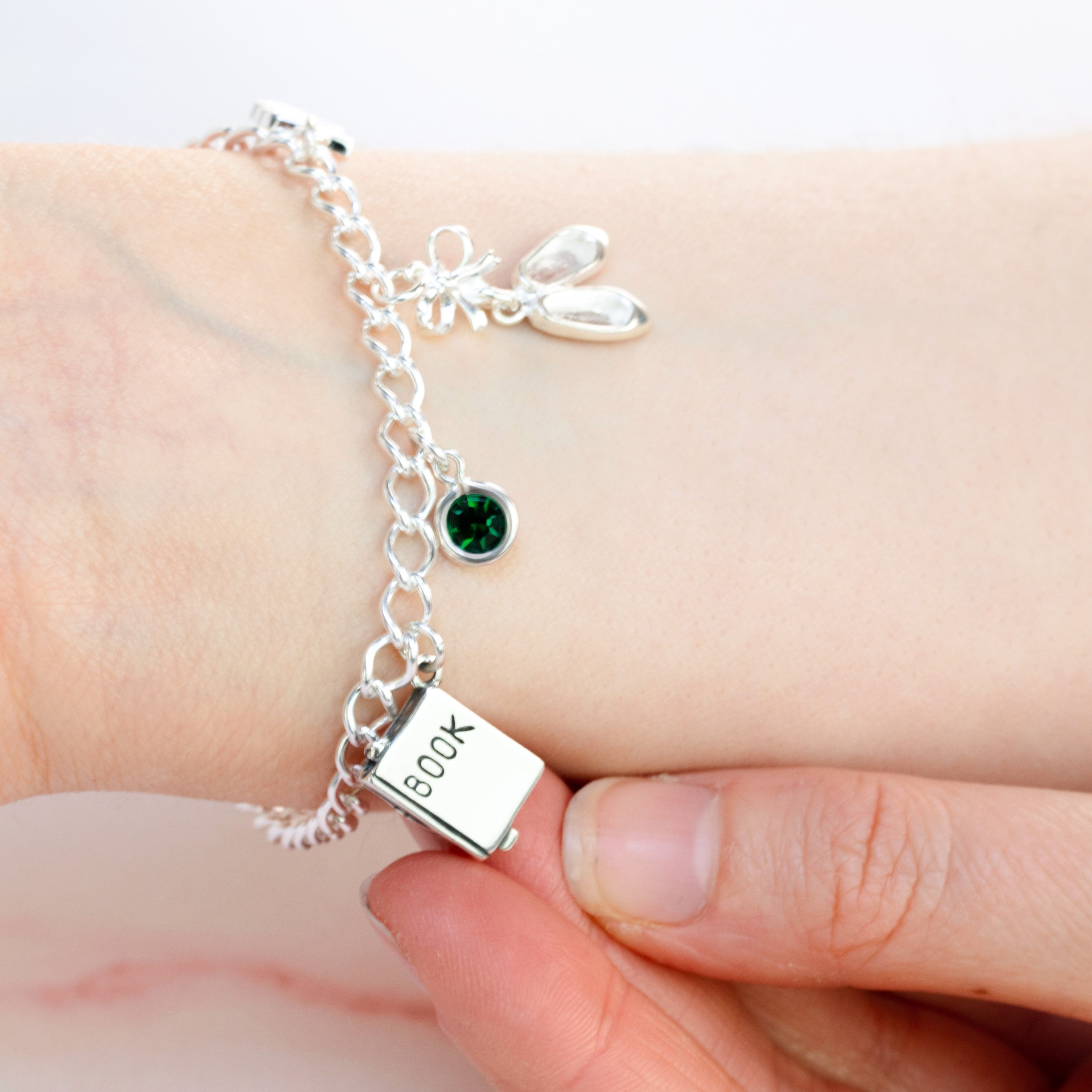 Sterling Silver Heart Clasp Charm Bracelet