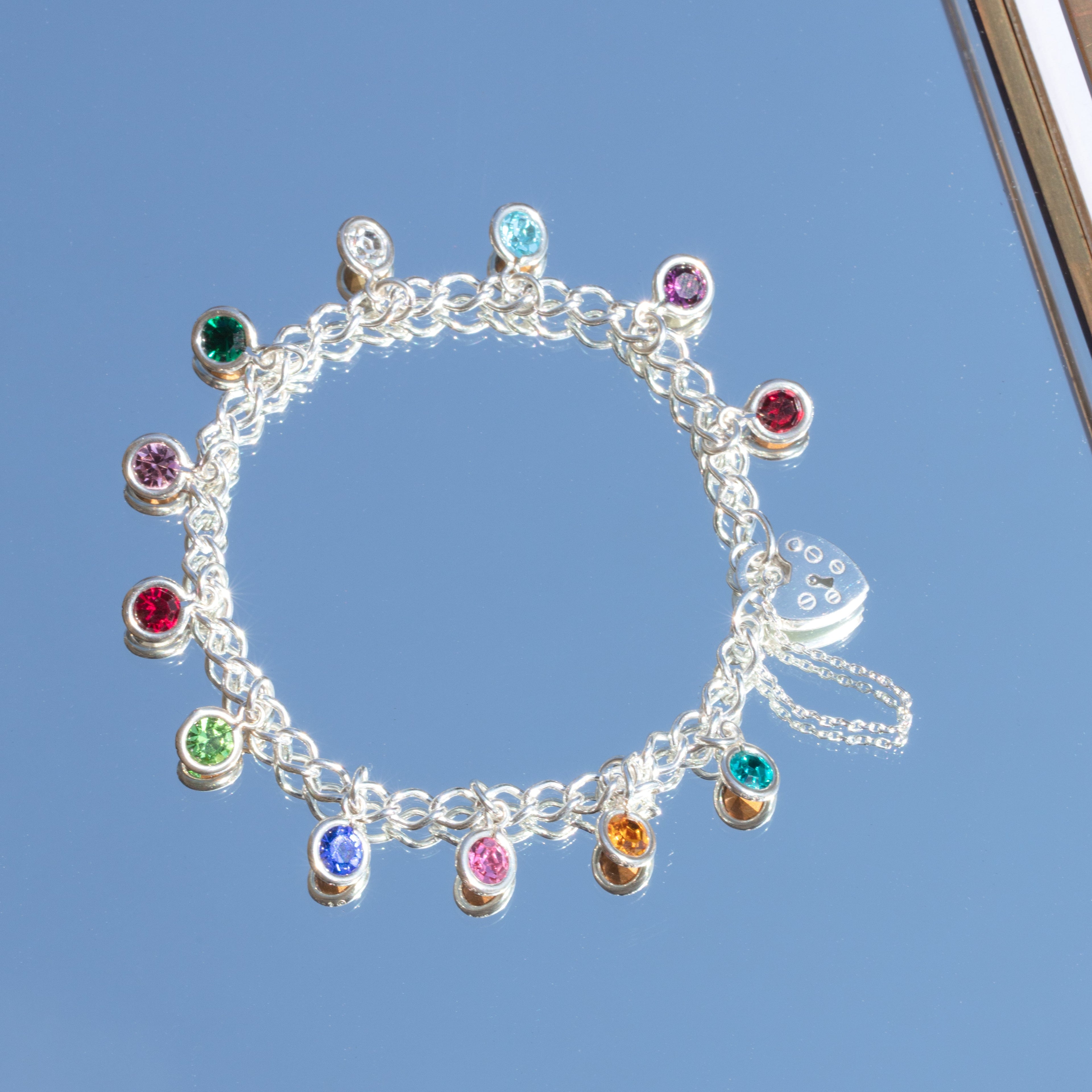 Sterling Silver Heart Clasp Charm Bracelet