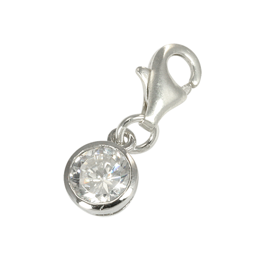 Sterling Silver Round Crystal Charm