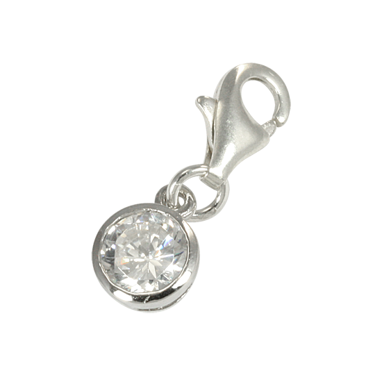 Sterling Silver Round Crystal Charm