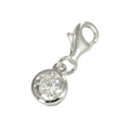 Sterling Silver Round Crystal Charm
