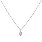 Sterling Silver Pink Heart Crystal Pendant Necklace 14 - 22 Inches