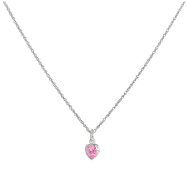 Sterling Silver Pink Heart Crystal Pendant Necklace 14 - 22 Inches