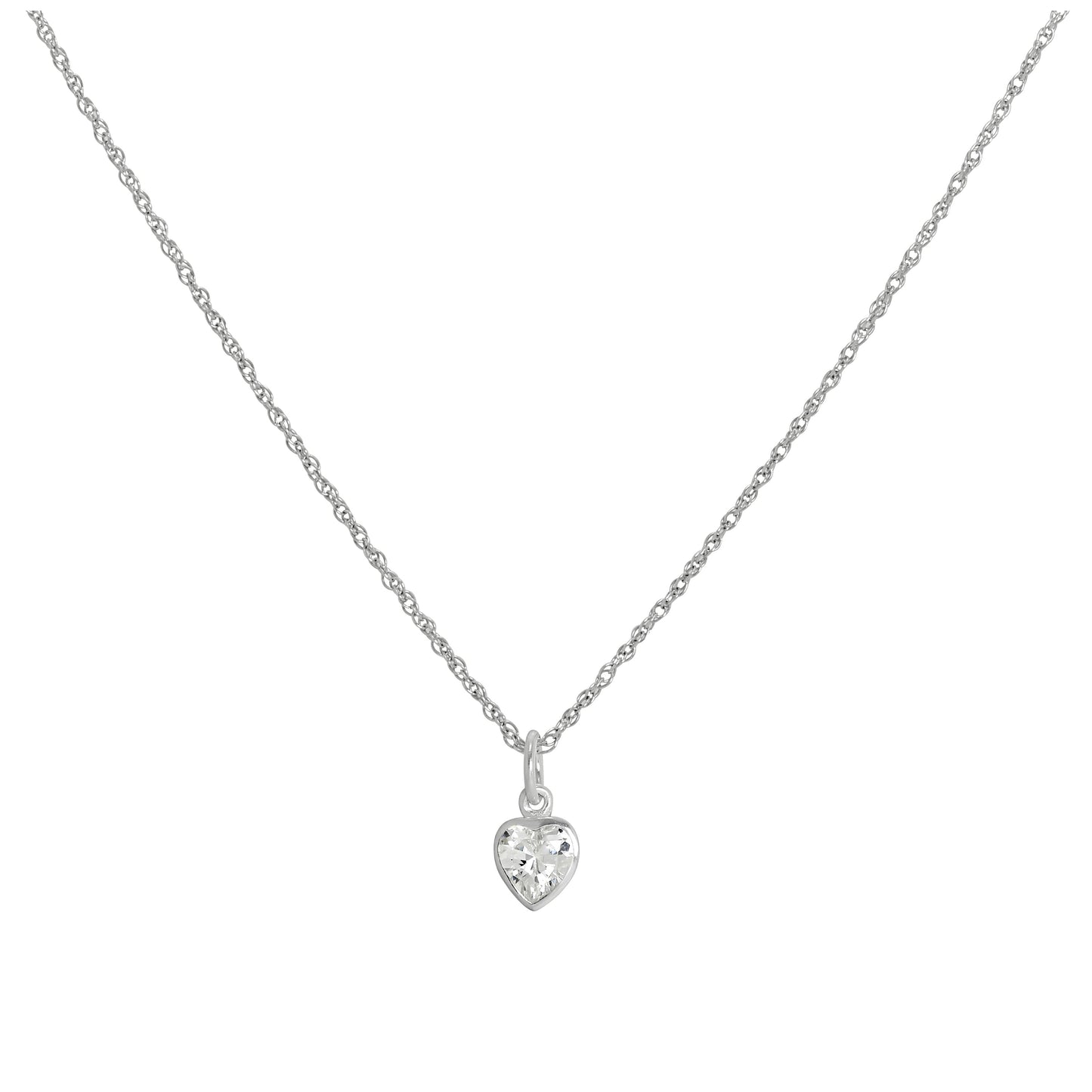 Sterling Silver Heart Crystal Pendant Necklace 14 - 22 Inches