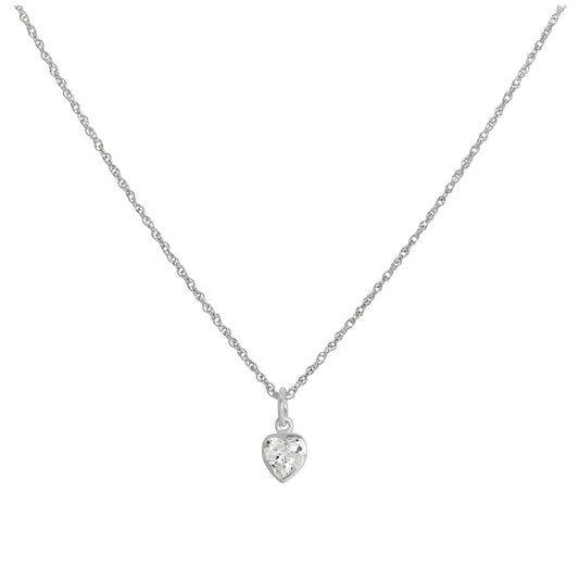 Sterling Silver Heart Crystal Pendant Necklace 14 - 22 Inches