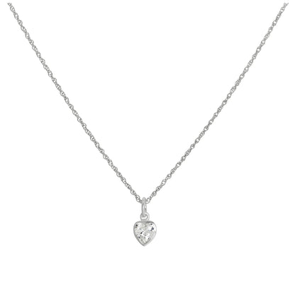 Sterling Silver Heart Crystal Pendant Necklace 14 - 22 Inches
