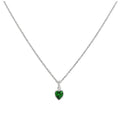 Sterling Silver Emerald Green Heart Crystal Pendant Necklace 14 - 22 Inches