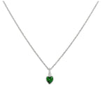 Sterling Silver Emerald Green Heart Crystal Pendant Necklace 14 - 22 Inches