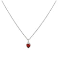 Sterling Silver Siam Red Heart Crystal Pendant Necklace 16 - 20 Inches
