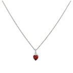 Sterling Silver Siam Red Heart Crystal Pendant Necklace 16 - 20 Inches