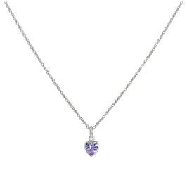 Sterling Silver Purple Heart Crystal Pendant Necklace 14 - 22 Inches