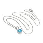 Sterling Silver Blue Heart Crystal Pendant Necklace 14 - 22 Inches