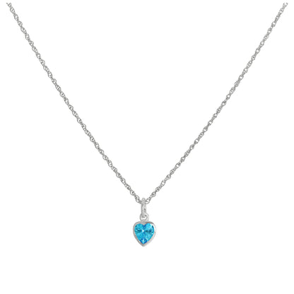 Sterling Silver Blue Heart Crystal Pendant Necklace 14 - 22 Inches