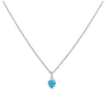 Sterling Silver Blue Heart Crystal Pendant Necklace 14 - 22 Inches