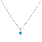 Sterling Silver Blue Heart Crystal Pendant Necklace 14 - 22 Inches
