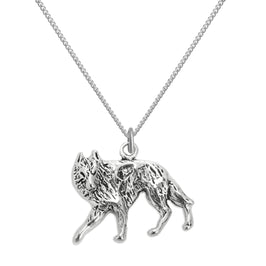 Sterling Silver Wolf Pendant Necklace 14 - 32 Inches