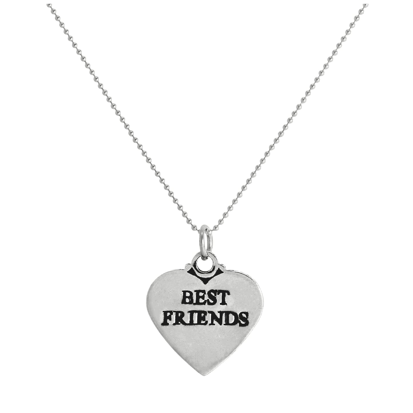 Sterling Silver Best Friends Heart Pendant Necklace 14 - 22 Inches