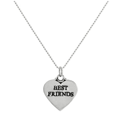 Sterling Silver Best Friends Heart Pendant Necklace 14 - 22 Inches