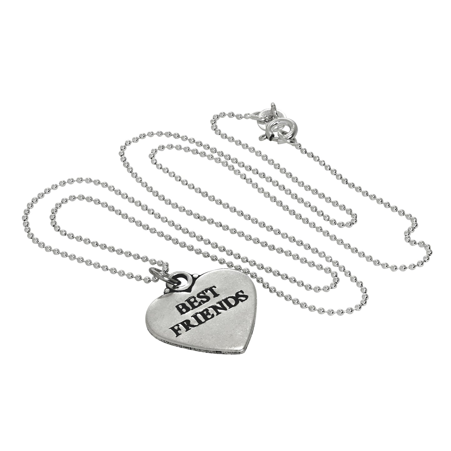Sterling Silver Best Friends Heart Pendant Necklace 14 - 22 Inches