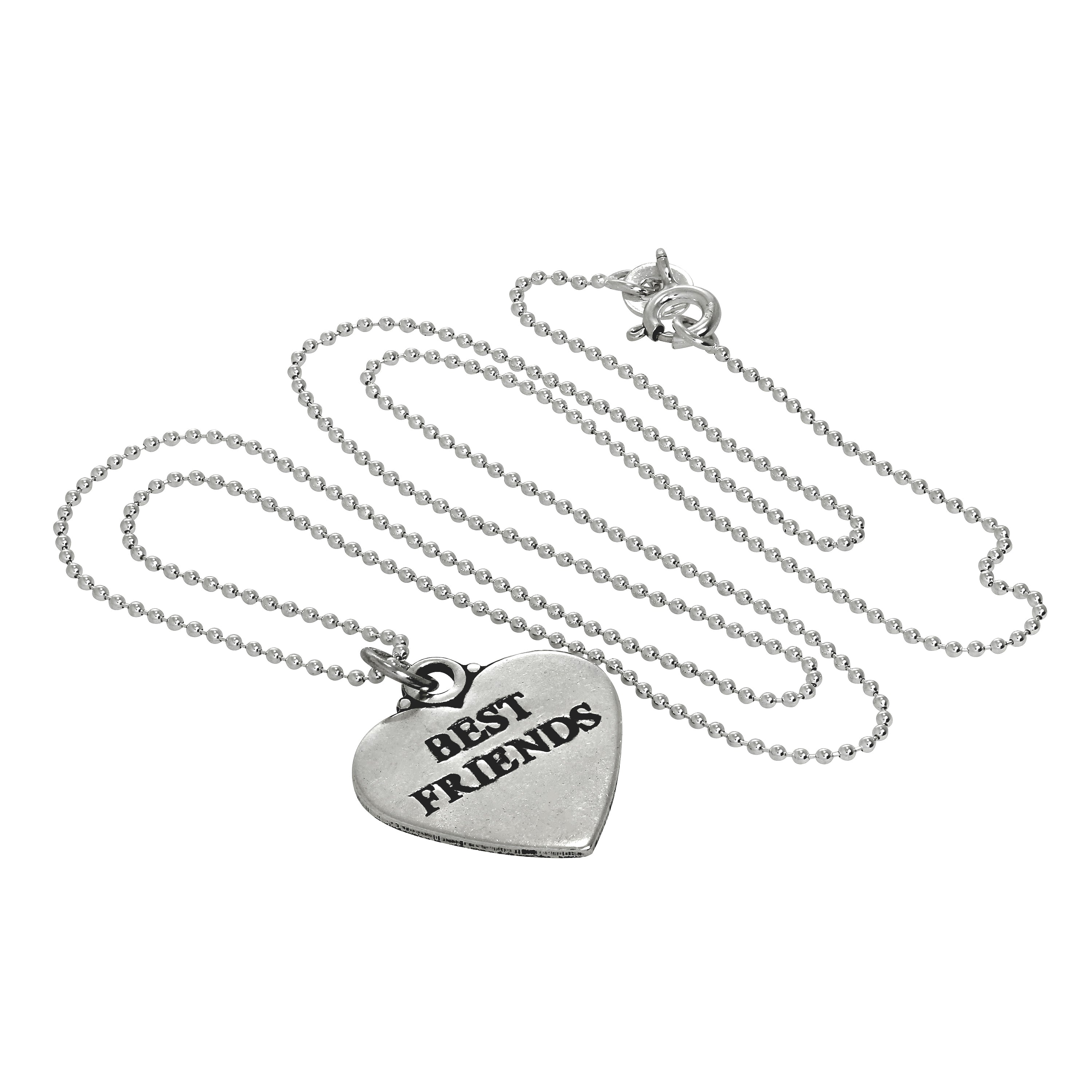 Sterling Silver Best Friends Heart Pendant Necklace 14 - 22 Inches