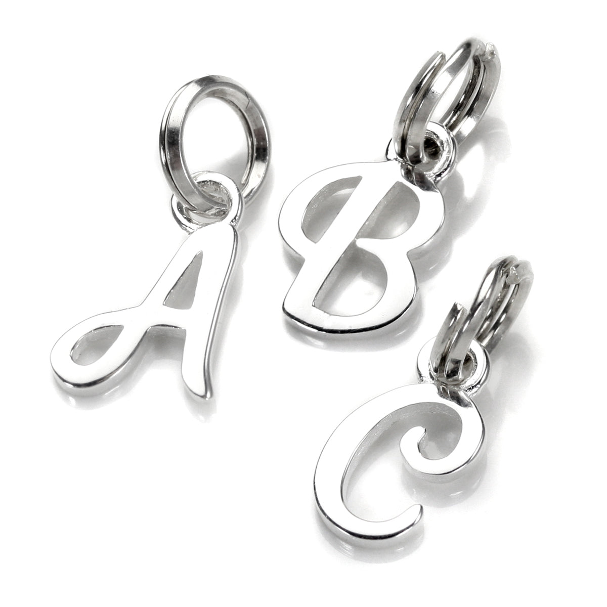 Sterling Silver Script Letter Charm | jewellerybox