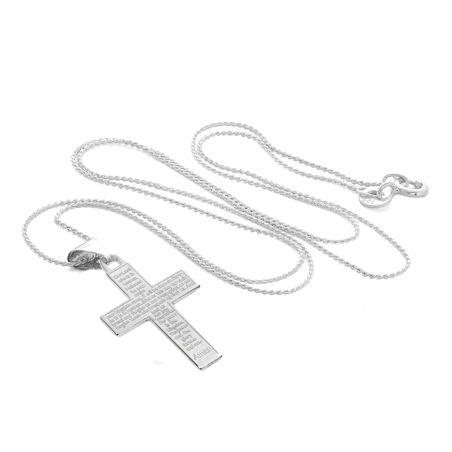 Sterlingsilber Kreuz mit Vaterunser Anhänger Halskette